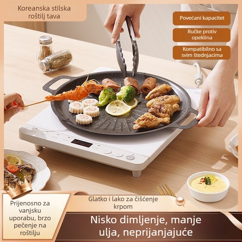 Okrugla grill ploča od legure za kampiranje – protuljepljiva, lako se čisti, proizvedena presovanjem