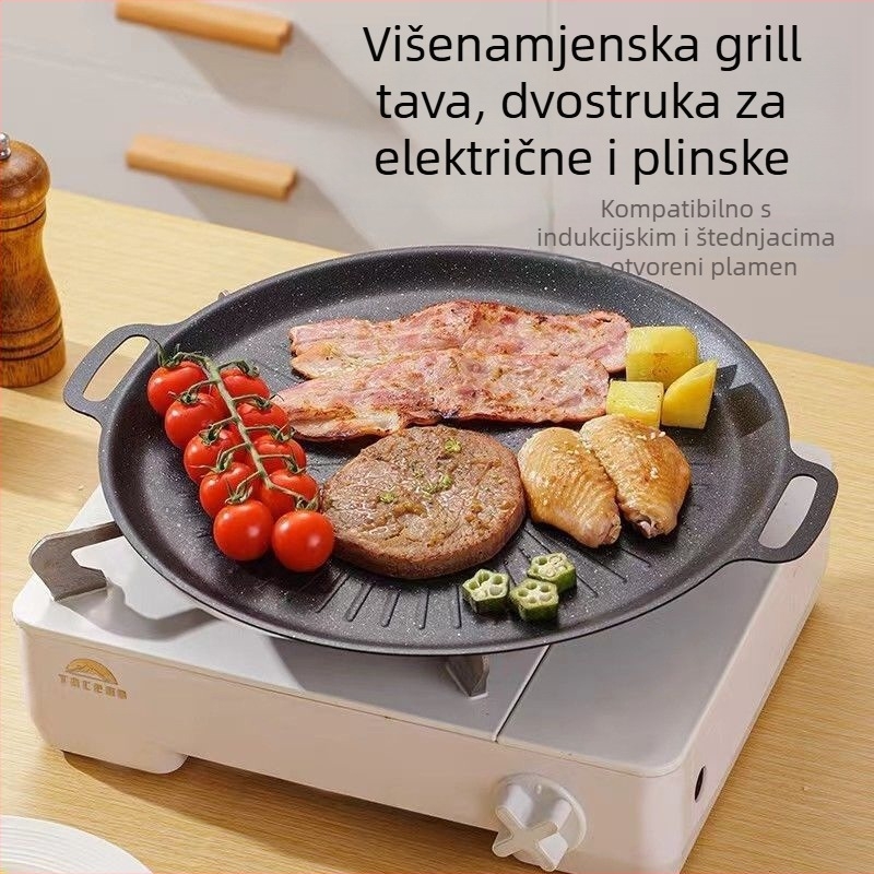 Kampiranje Korejski stil grill tiganj s mramornom površinom, roštil ploča i ravna željezna ploča TY6