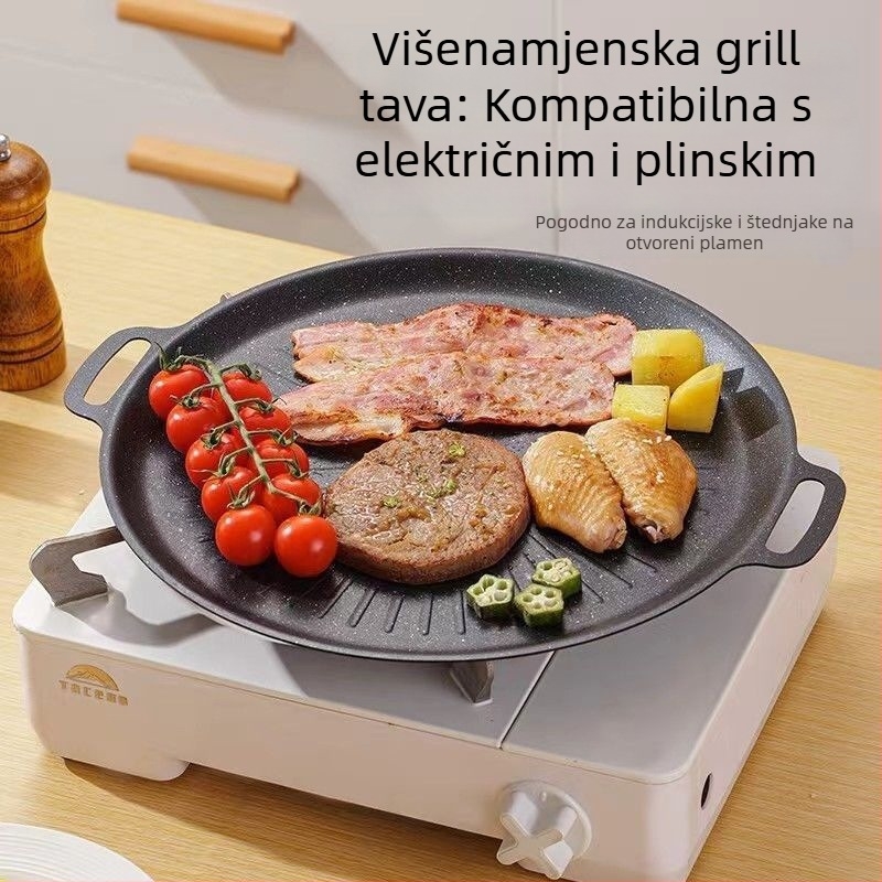 Kampiranje Korejski stil grill tiganj s mramornom površinom, roštil ploča i ravna željezna ploča TY6
