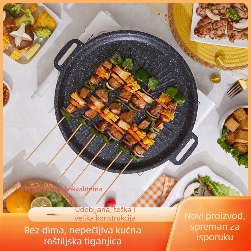 Vanjski okrugli grill tiganj od legure, prešana konstrukcija, non-stick, jednostavno za čišćenje