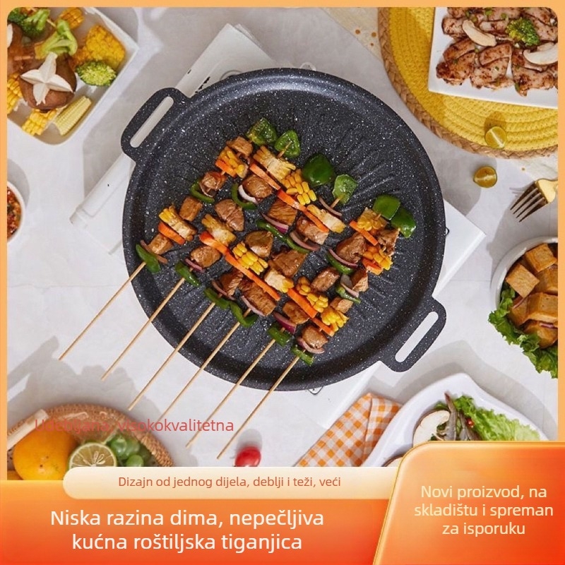 Vanjski okrugli grill tiganj od legure, prešana konstrukcija, non-stick, jednostavno za čišćenje