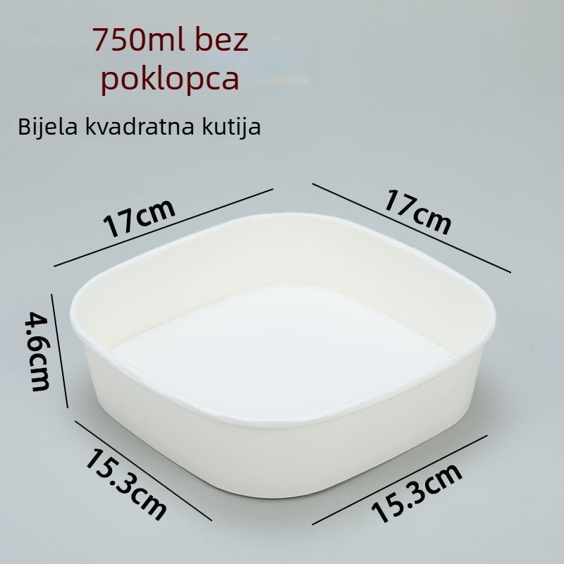 Jednokratna kvadratna kutija za voće od kraft papira s poklopcem