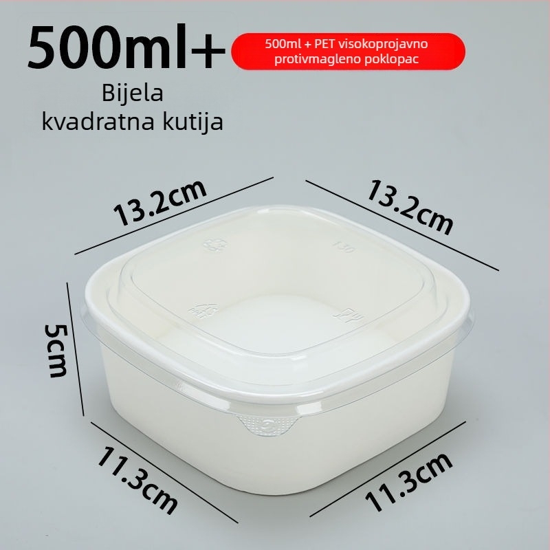 Jednokratna kvadratna kutija za voće od kraft papira s poklopcem