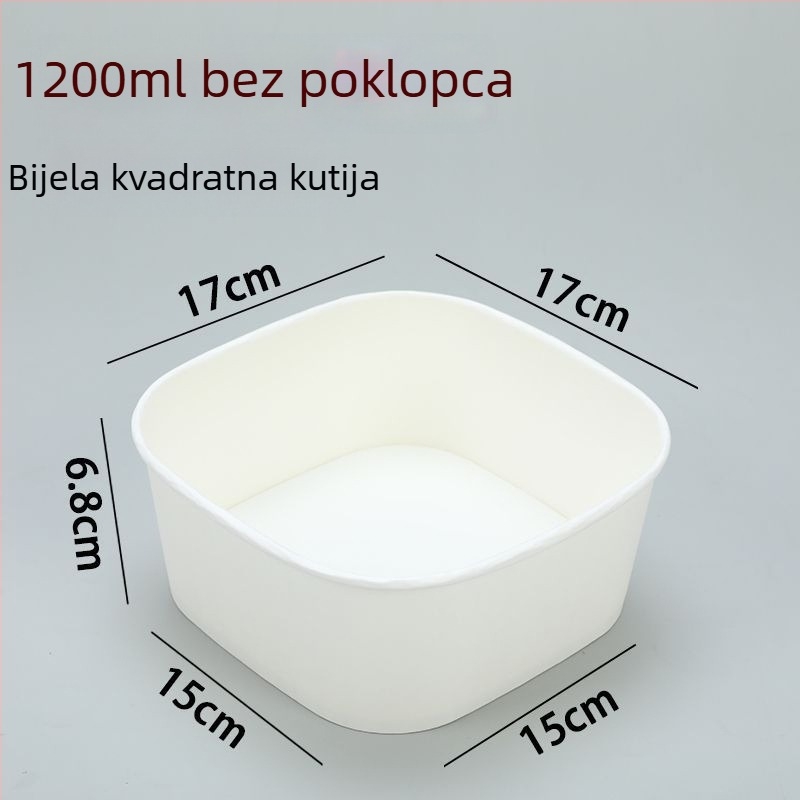 Jednokratna kvadratna kutija za voće od kraft papira s poklopcem