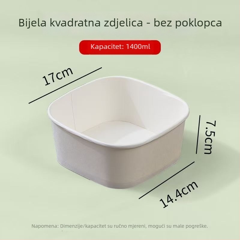 Jednokratna kvadratna kutija za voće od kraft papira s poklopcem