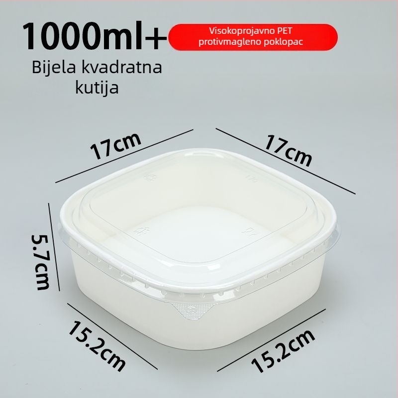 Jednokratna kvadratna kutija za voće od kraft papira s poklopcem