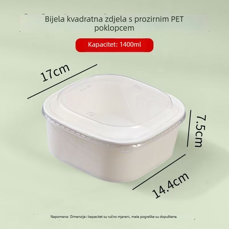 Jednokratna kvadratna kutija za voće od kraft papira s poklopcem