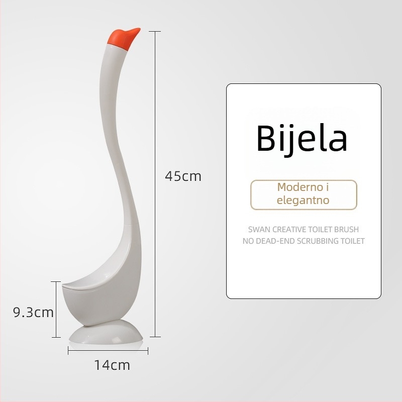 Set četke za WC u obliku labuda, duga drška, plastika, 500 g, temeljito čišćenje
