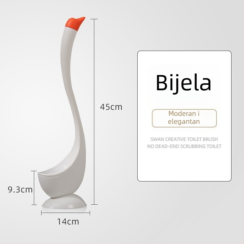 Set četke za WC u obliku labuda, duga drška, plastika, 500 g, temeljito čišćenje