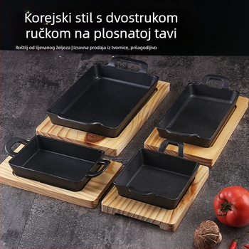 Teppanyaki ploča od lijevanog željeza za ribu, kvadratnog oblika, 1 kg, kompatibilna s indukcijom