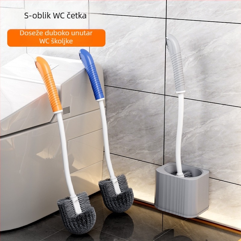 Set četke za WC s bazom, dugom drškom i zidnim držačem, plastičnog materijala