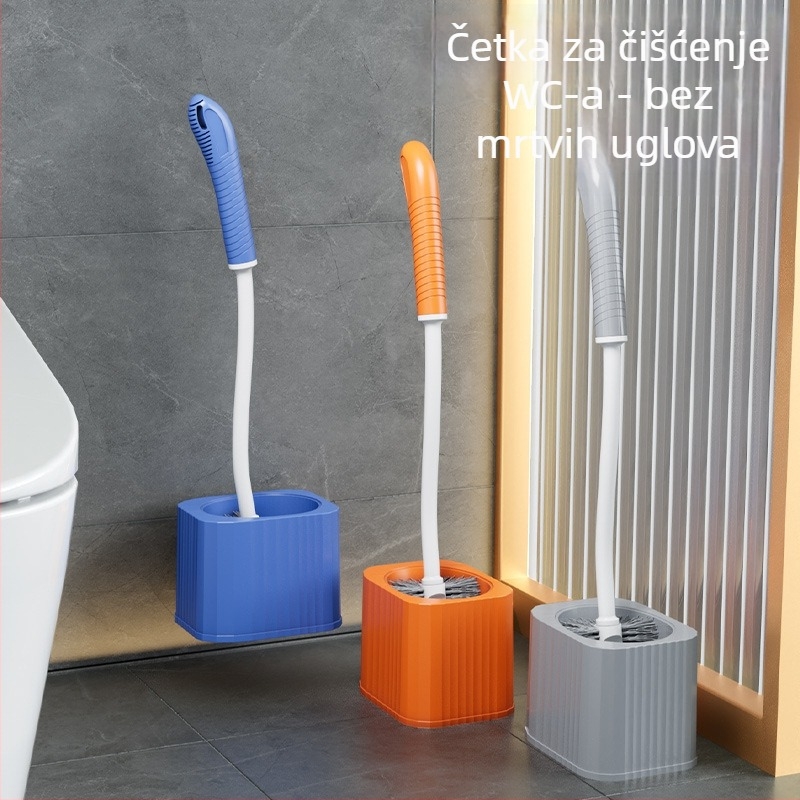 Set četke za WC s bazom, dugom drškom i zidnim držačem, plastičnog materijala