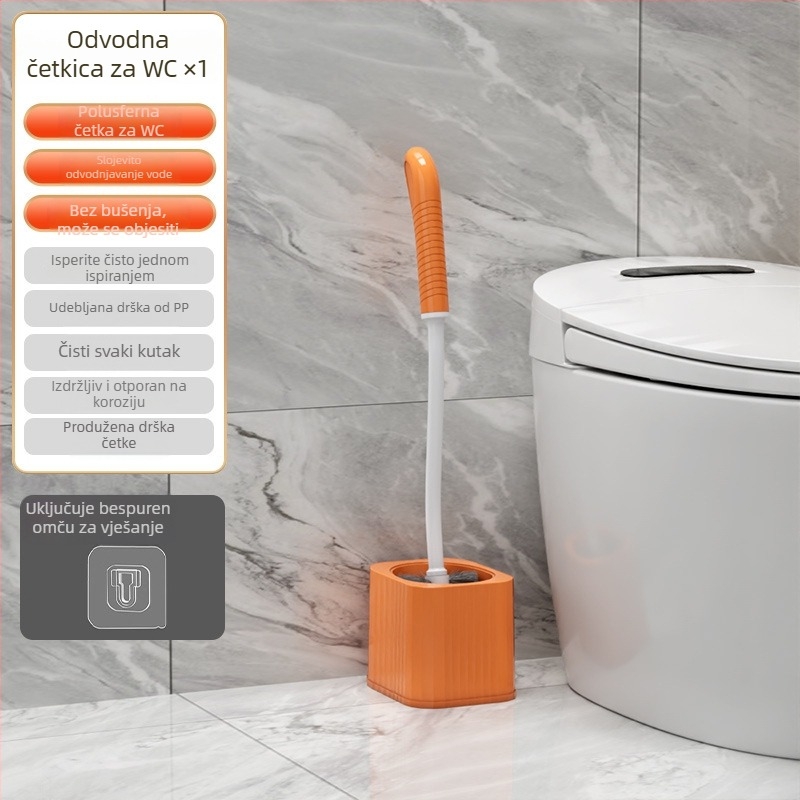 Set četke za WC s bazom, dugom drškom i zidnim držačem, plastičnog materijala