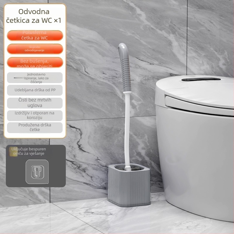 Set četke za WC s bazom, dugom drškom i zidnim držačem, plastičnog materijala