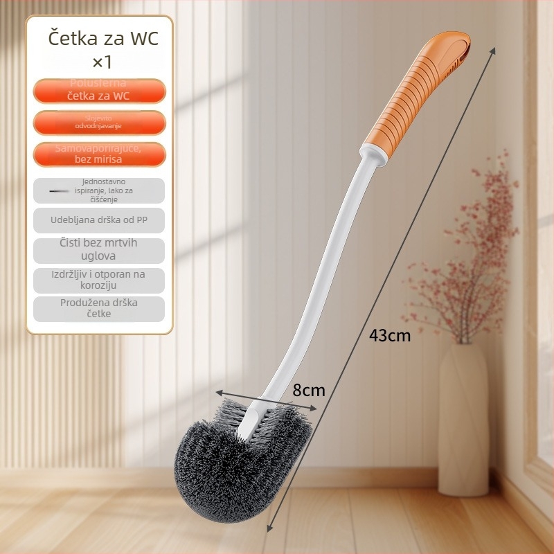 Set četke za WC s bazom, dugom drškom i zidnim držačem, plastičnog materijala
