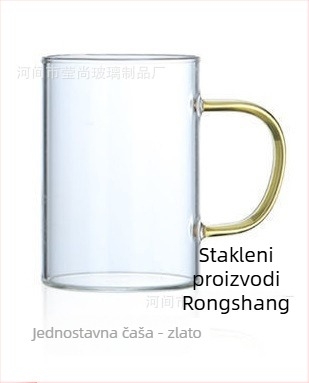Set staklenih čaša s drškama, otporno na visoke temperature, jednoslojni sloj, otisnut logotip, pogodno za mlijeko