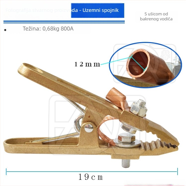 Uzemljavajuća klema za zavarivanje, potpuno bakrena, 300–500 A, Xinye