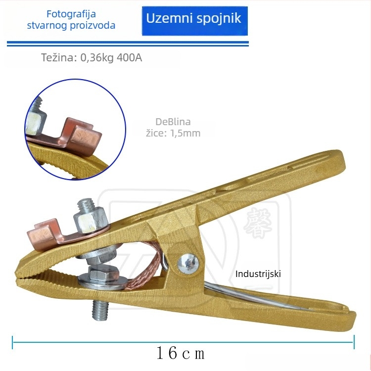 Uzemljavajuća klema za zavarivanje, potpuno bakrena, 300–500 A, Xinye