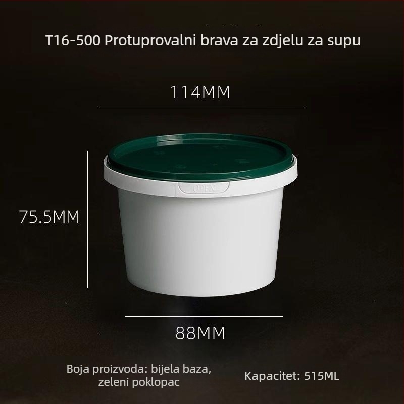 Posuda za juhu za dostavu s poklopcem, otporna na prolijevanje, protiv krađe