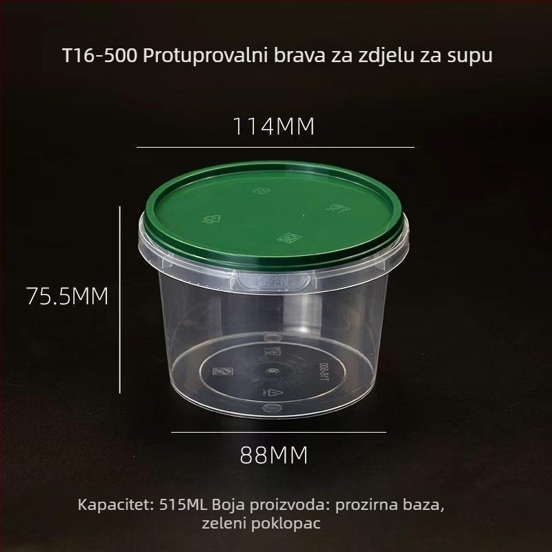 Posuda za juhu za dostavu s poklopcem, otporna na prolijevanje, protiv krađe