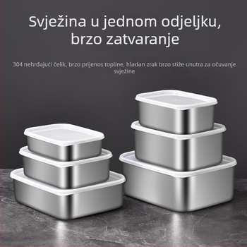 Izolirana kutija za ručak od 304 nehrđajućeg čelika, s podijeljenim pretincima, mikrovalna sigurna i hermetički zatvorena