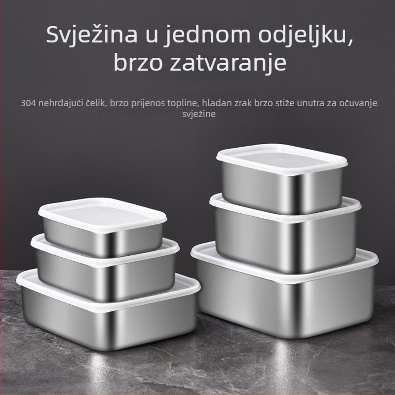 Izolirana kutija za ručak od 304 nehrđajućeg čelika, s podijeljenim pretincima, mikrovalna sigurna i hermetički zatvorena