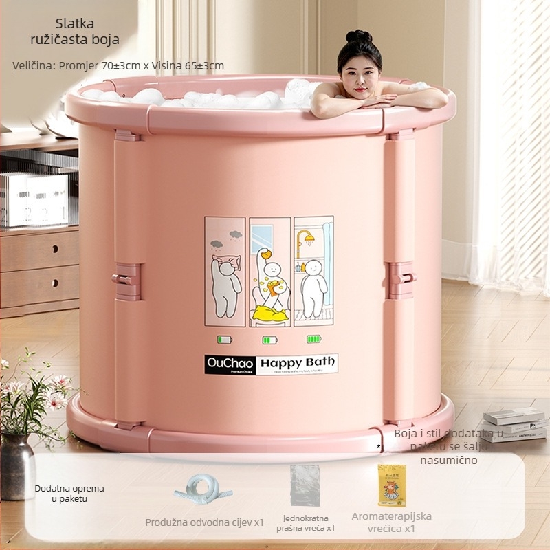 Sklopiva PVC kada za kupanje s mehurićima za odrasle – visoki bridovi, bez montaže