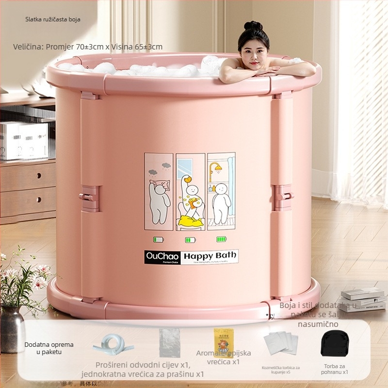 Sklopiva PVC kada za kupanje s mehurićima za odrasle – visoki bridovi, bez montaže