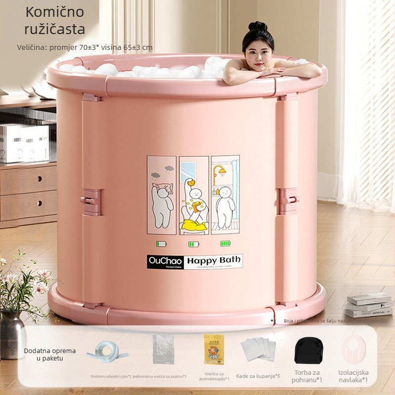 Sklopiva PVC kada za kupanje s mehurićima za odrasle – visoki bridovi, bez montaže