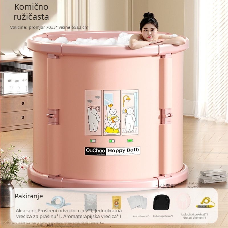 Sklopiva PVC kada za kupanje s mehurićima za odrasle – visoki bridovi, bez montaže