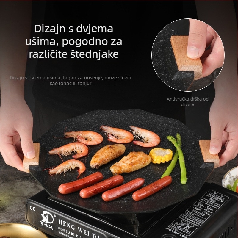Korejskog stila Maifanit grill ploča, željezo, kružnog oblika, prijenosna i neprijanjajuća, 2 kg, tehnologija utiskivanja, premium