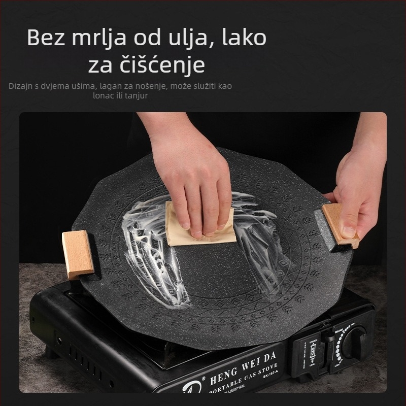Korejskog stila Maifanit grill ploča, željezo, kružnog oblika, prijenosna i neprijanjajuća, 2 kg, tehnologija utiskivanja, premium