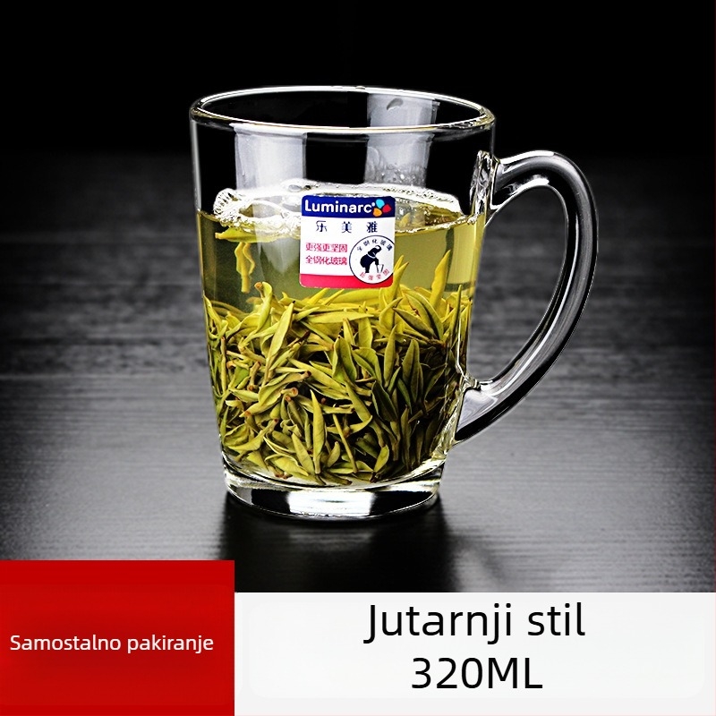 Luminarc staklena šalica za čaj s držačem, otporna na toplinu i mikrovalnu, za kućnu upotrebu