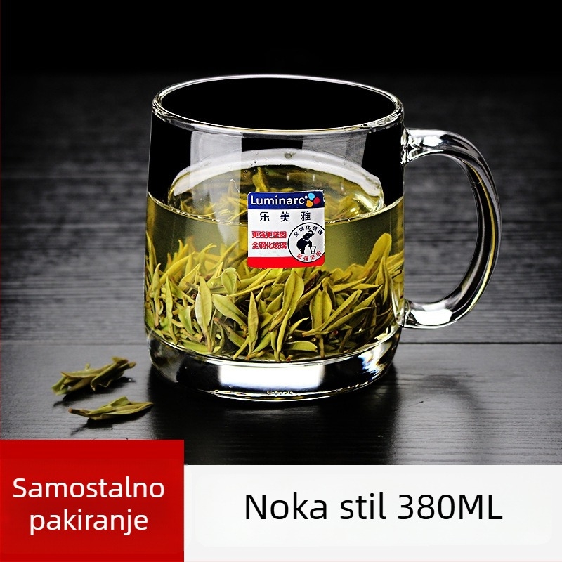 Luminarc staklena šalica za čaj s držačem, otporna na toplinu i mikrovalnu, za kućnu upotrebu