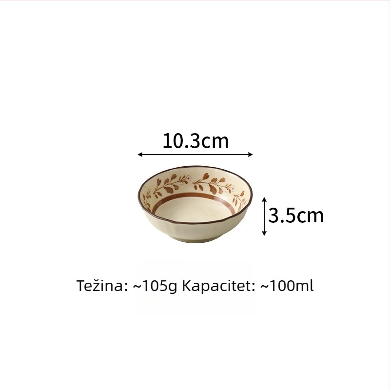 Porcelanski set zdjela i tanjura s cvjetnim podglazurnim uzorkom, mikrovalna sigurnost, okrugli oblik, svjež stil, mogućnost prilagodbe logotipa