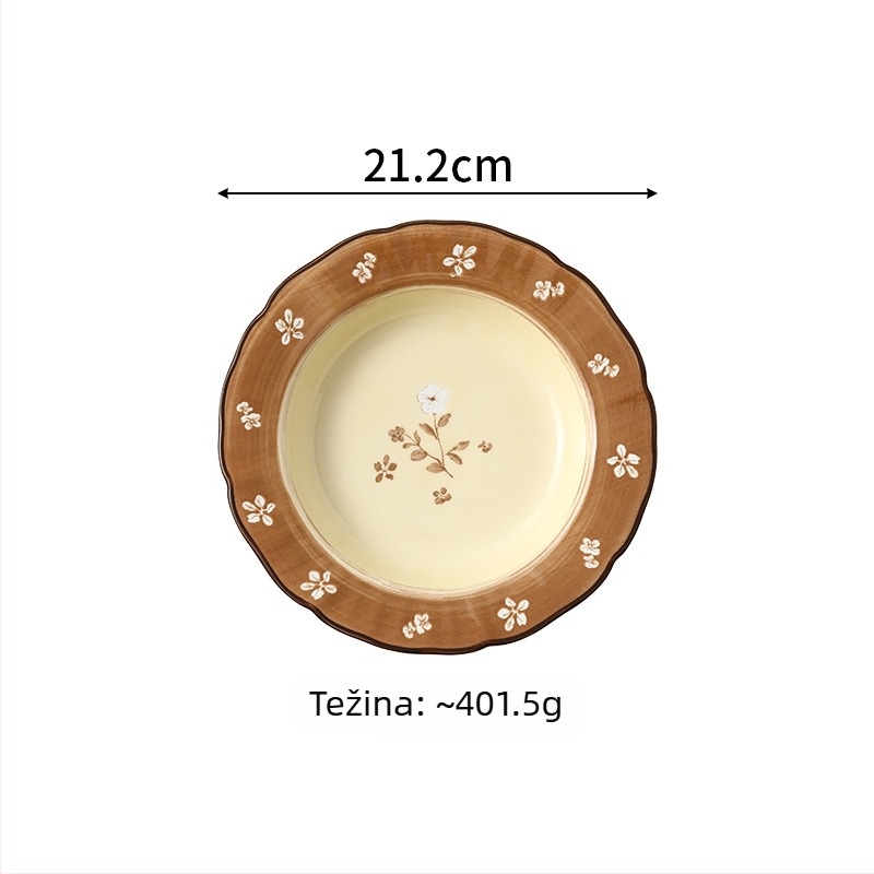 Porcelanski set zdjela i tanjura s cvjetnim podglazurnim uzorkom, mikrovalna sigurnost, okrugli oblik, svjež stil, mogućnost prilagodbe logotipa