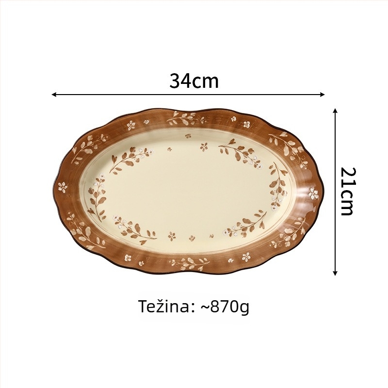 Porcelanski set zdjela i tanjura s cvjetnim podglazurnim uzorkom, mikrovalna sigurnost, okrugli oblik, svjež stil, mogućnost prilagodbe logotipa