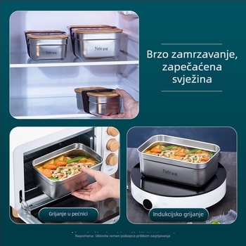 Yute Yute 304 nehrđajući čelik pravokutna kutija s poklopcem od bambusa, korejski stil Kimchi box, prehrambena kutija za ručak