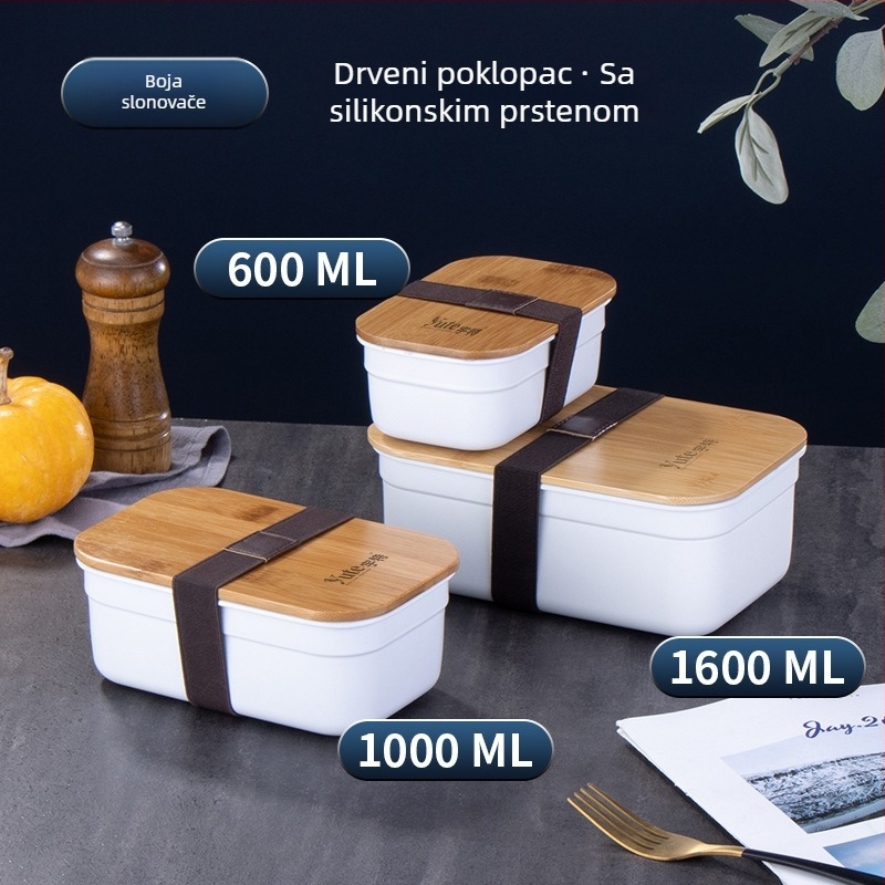 Yute Yute 304 nehrđajući čelik pravokutna kutija s poklopcem od bambusa, korejski stil Kimchi box, prehrambena kutija za ručak