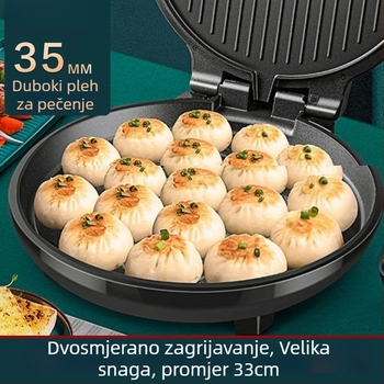 Električna palačinka tava s nelepljivim premazom, dvostruko grijanje, promjer 28-32 cm, 1200-1500W