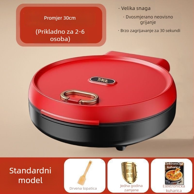 Električna palačinka tava s nelepljivim premazom, dvostruko grijanje, promjer 28-32 cm, 1200-1500W