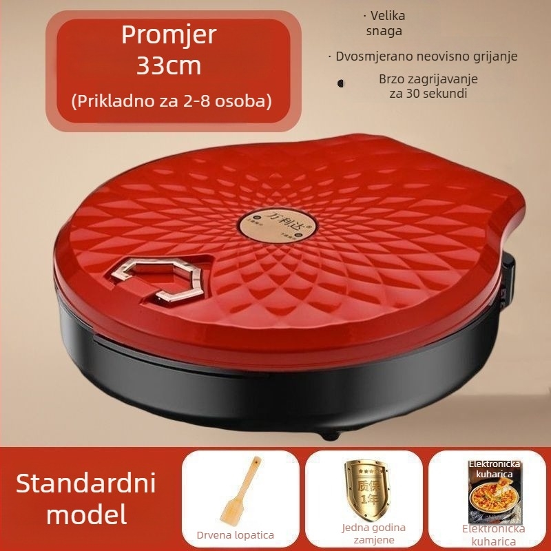 Električna palačinka tava s nelepljivim premazom, dvostruko grijanje, promjer 28-32 cm, 1200-1500W