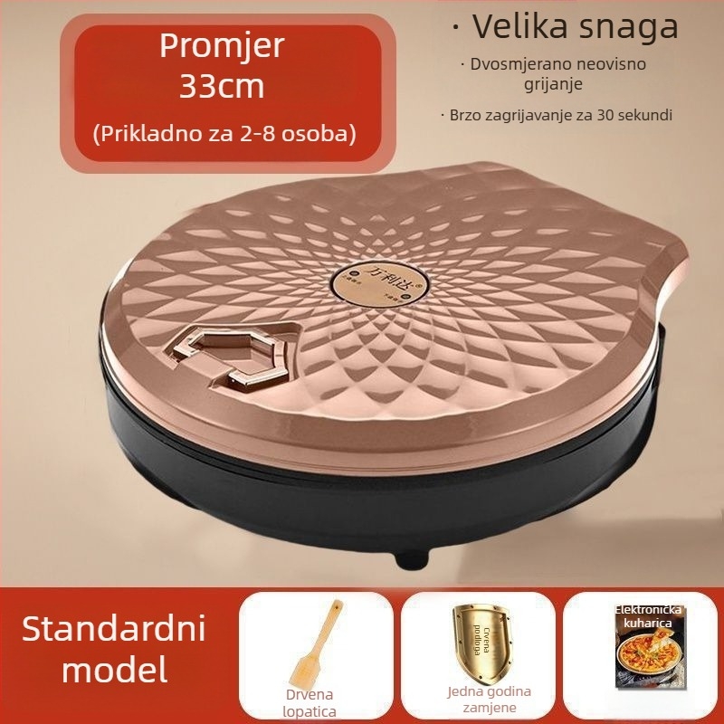 Električna palačinka tava s nelepljivim premazom, dvostruko grijanje, promjer 28-32 cm, 1200-1500W