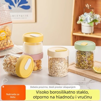 Kutija za ručak od borosilikatnog stakla – mikrovalna sigurna, brtvljenje za očuvanje hrane, okrugli oblik