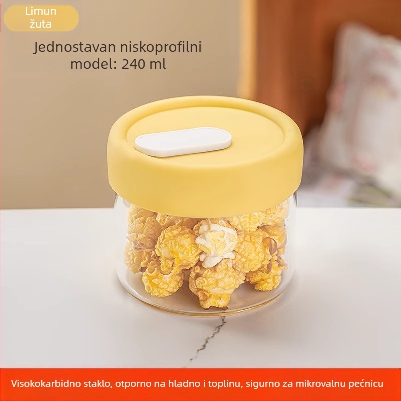Kutija za ručak od borosilikatnog stakla – mikrovalna sigurna, brtvljenje za očuvanje hrane, okrugli oblik