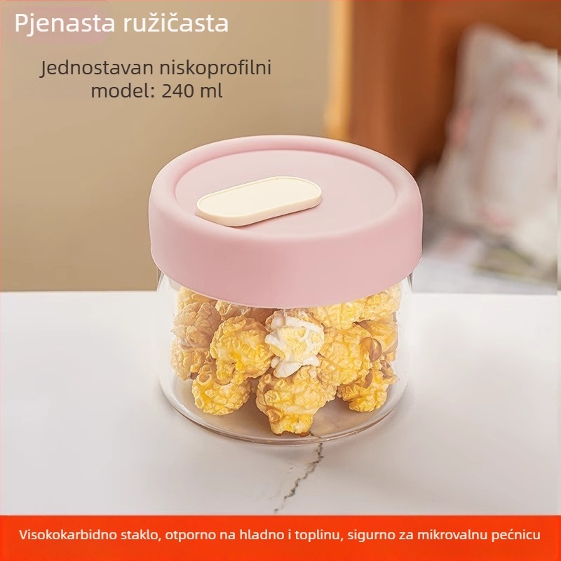 Kutija za ručak od borosilikatnog stakla – mikrovalna sigurna, brtvljenje za očuvanje hrane, okrugli oblik