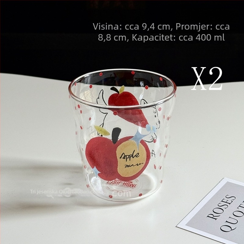 Dvočlani set čaša od borosilikatnog stakla, moderni minimalistički stil, bez ručki i poklopca, kružnog oblika