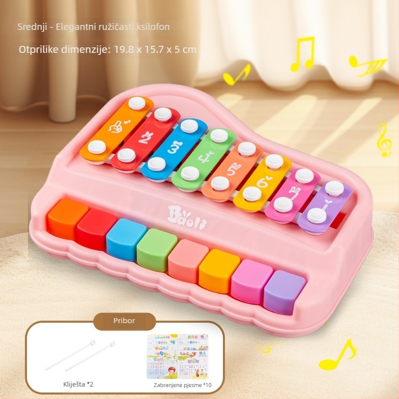 Dvostruko funkcionalna osmo-tona ručna udaraljka za bebe i djecu – metalna klavijatura igračka za rano učenje (4–6 godina)