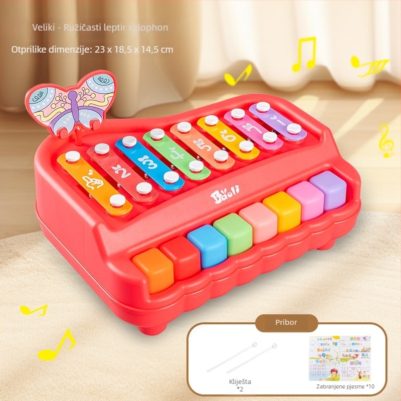 Dvostruko funkcionalna osmo-tona ručna udaraljka za bebe i djecu – metalna klavijatura igračka za rano učenje (4–6 godina)