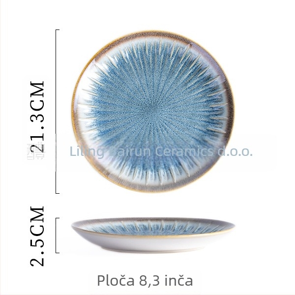 Porcelanski set posuđa s glazom ispod sloja – kružni tanjuri s reljefom, mikrovalna sigurna, proizvedeno u Li Ling